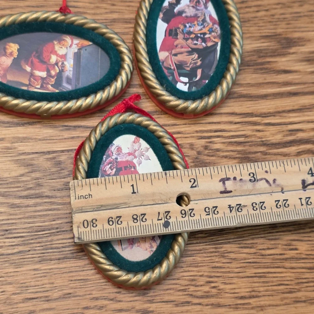 Vintage 1991 Coca-Cola Santa Claus Christmas Ornaments Set of 3 Collector 3 inch